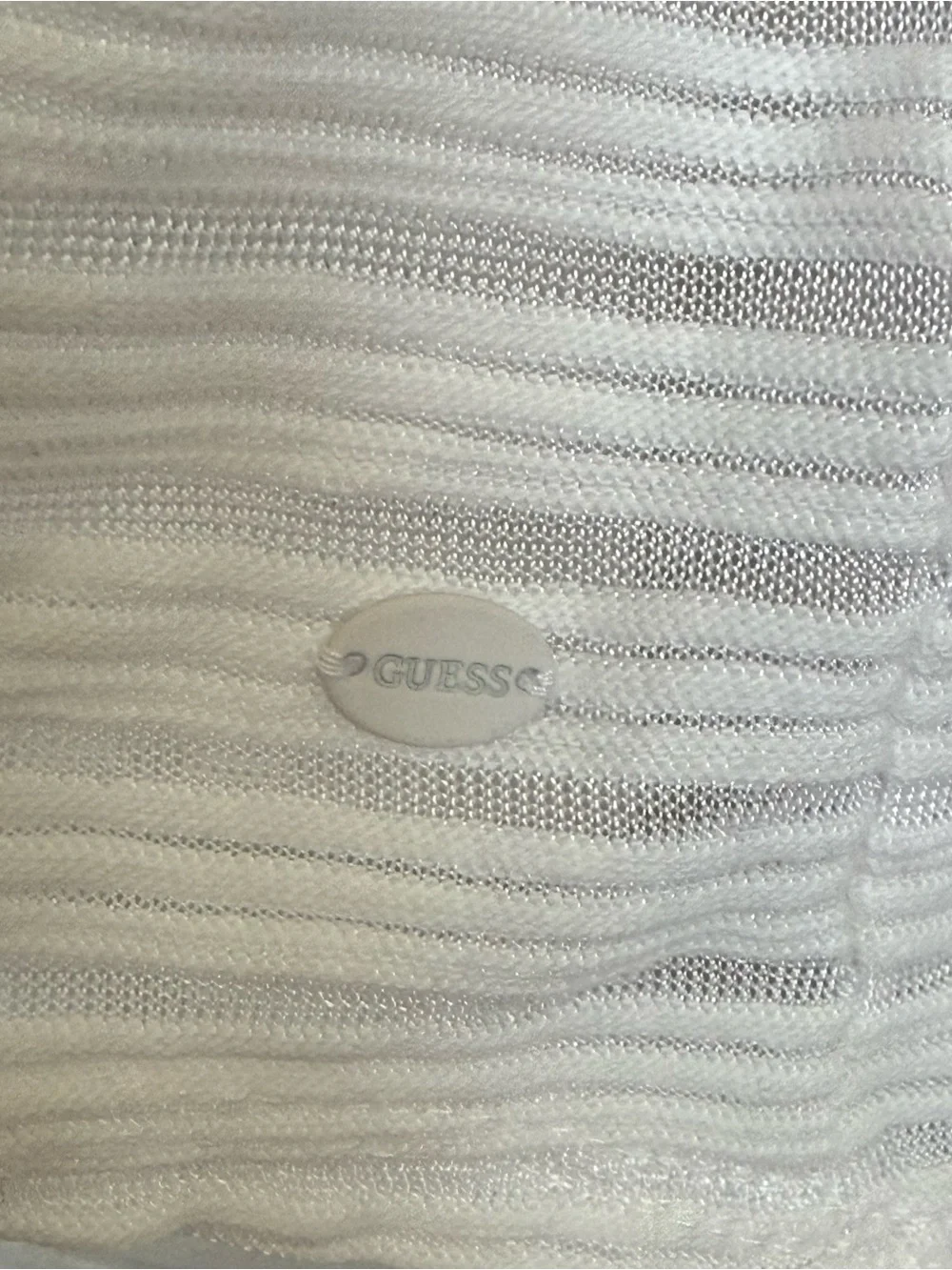 Guess White Textured Long-Sleeve Tee